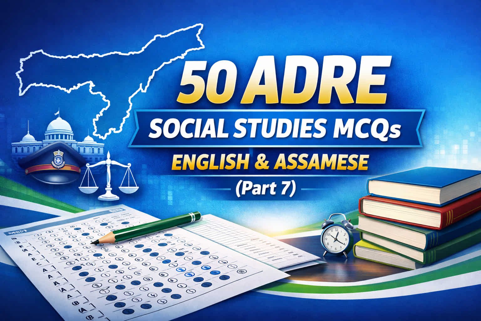50 ADRE Social Studies MCQs Part 7 in English and Assamese
