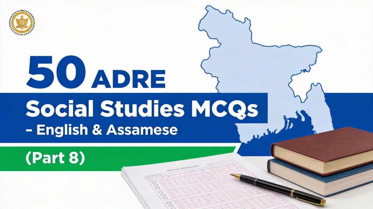 50 ADRE Social Studies MCQs Part 8 in English and Assamese