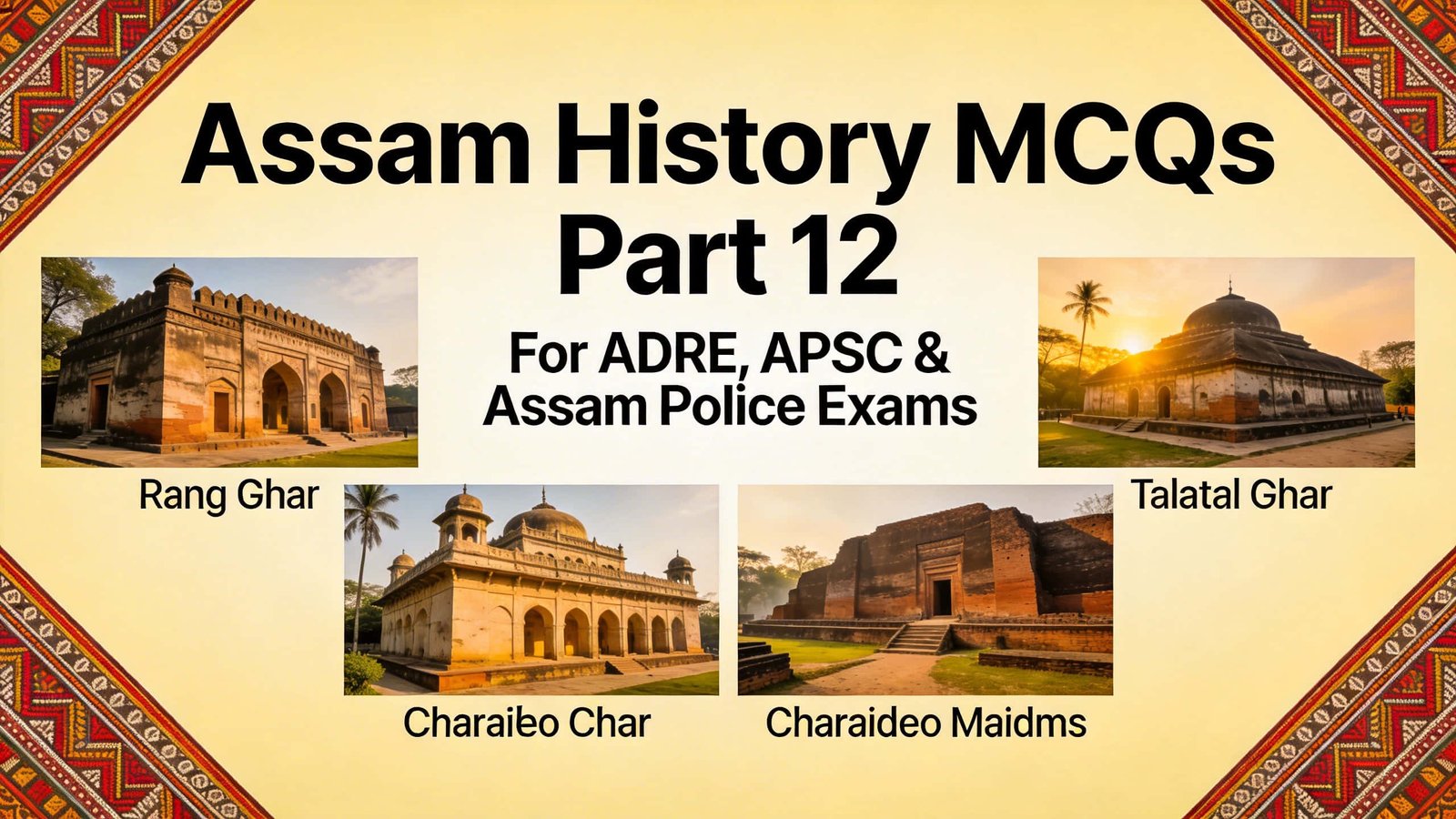 Assam History MCQs Part 12 bilingual questions for ADRE APSC Assam Police preparation