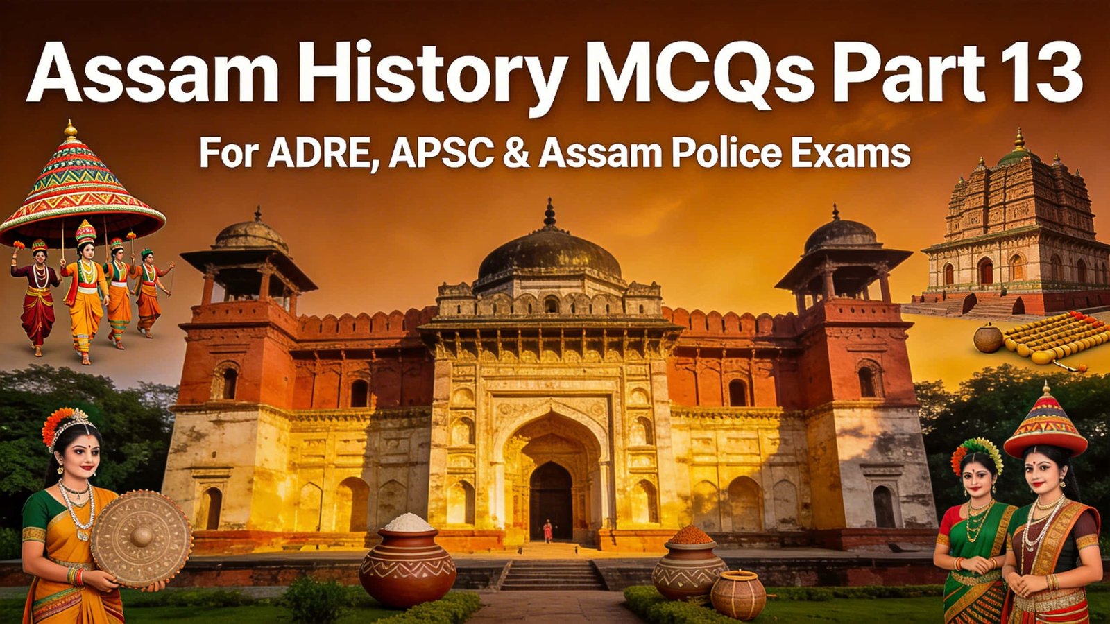 Assam History MCQs Part 13 bilingual quiz for ADRE APSC Assam Police preparation