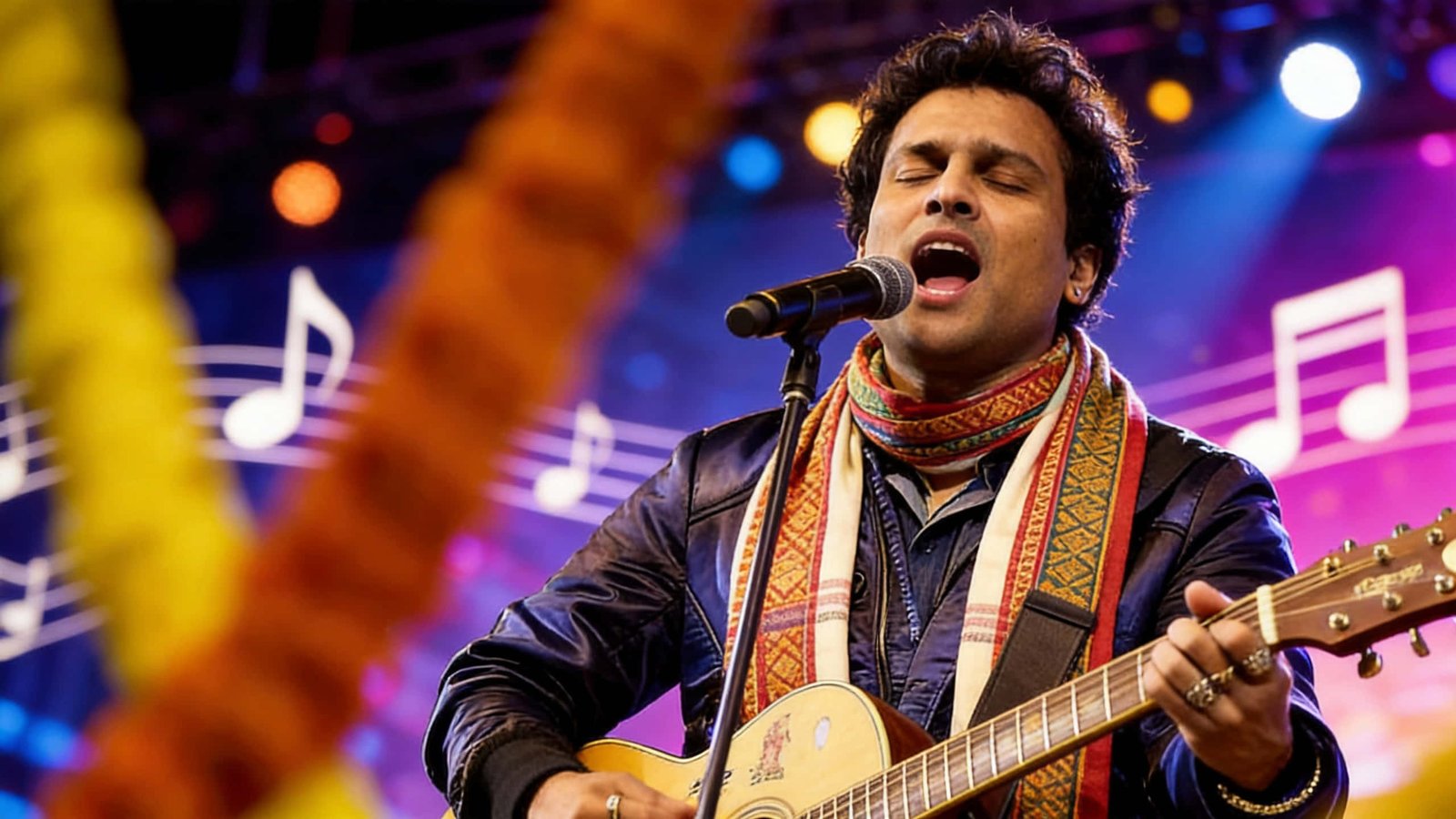 Zubeen Garg's expressive portrait while singing on a musical night in Assam.